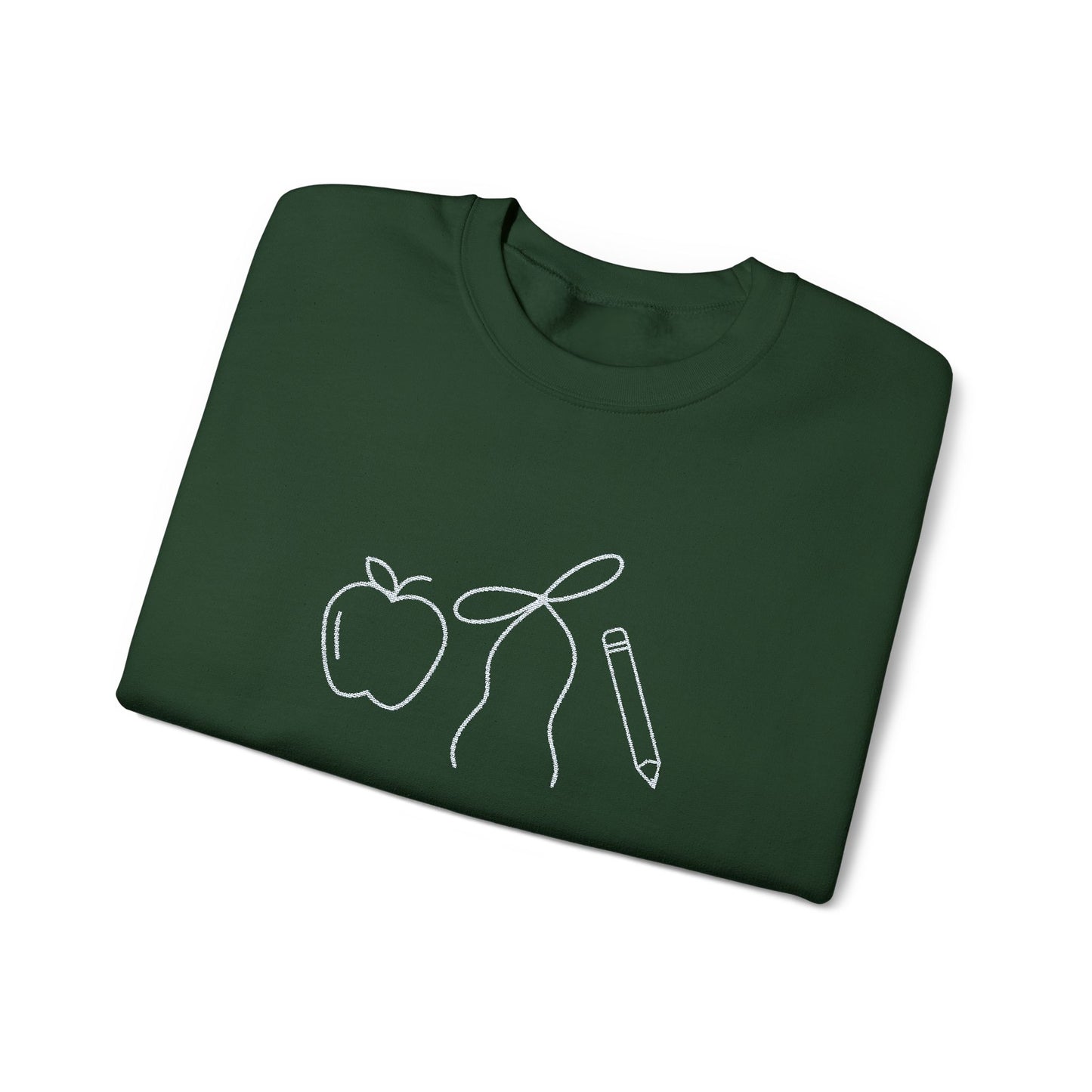 Apple, Bow, Pencil Crewneck