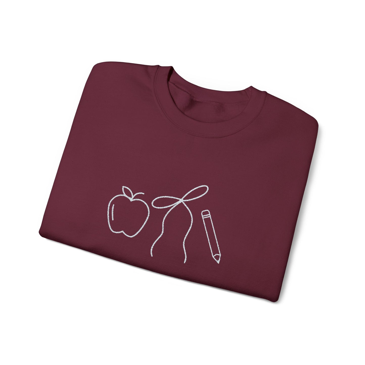 Apple, Bow, Pencil Crewneck