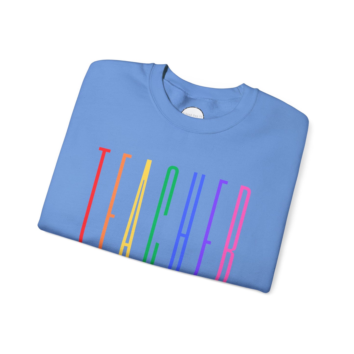 Rainbow Teacher Crewneck with Sleeve Personalization