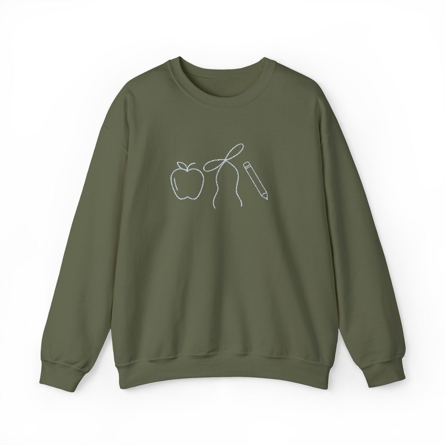 Apple, Bow, Pencil Crewneck
