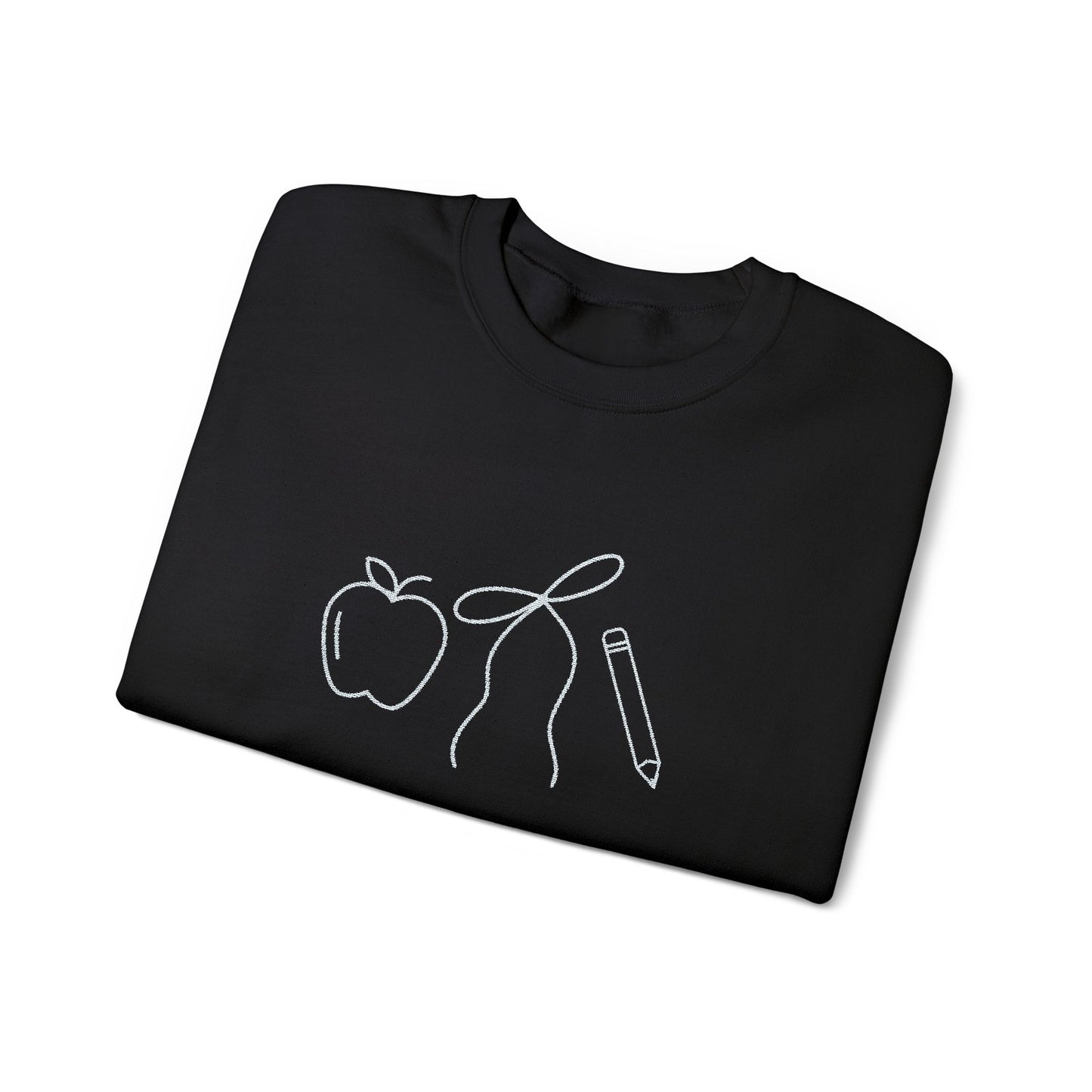 Apple, Bow, Pencil Crewneck
