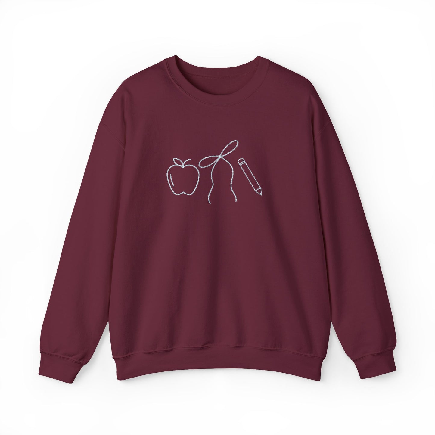 Apple, Bow, Pencil Crewneck