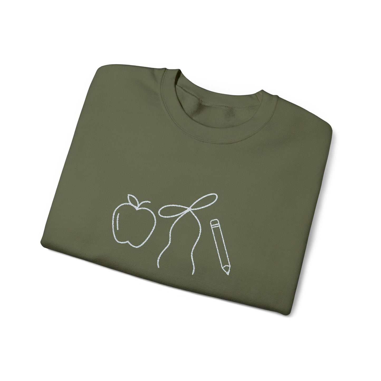 Apple, Bow, Pencil Crewneck