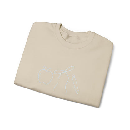 Apple, Bow, Pencil Crewneck
