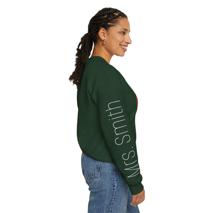 Rainbow Teacher Crewneck with Sleeve Personalization