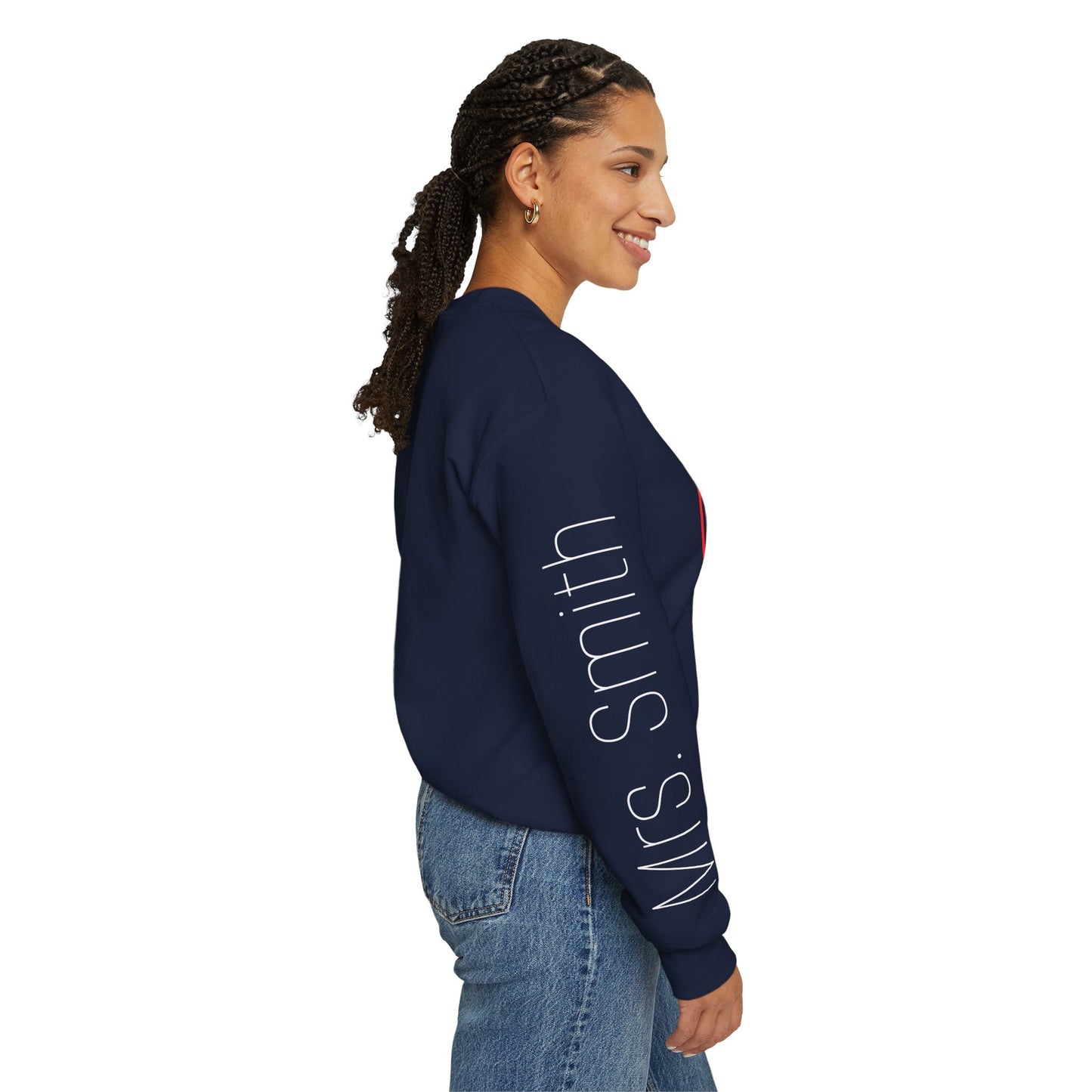 Rainbow Teacher Crewneck with Sleeve Personalization