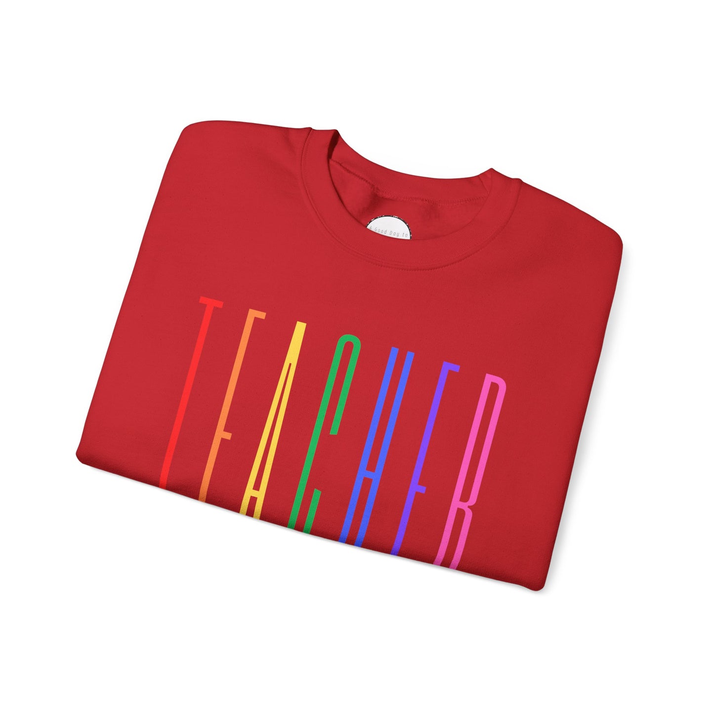 Rainbow Teacher Crewneck with Sleeve Personalization
