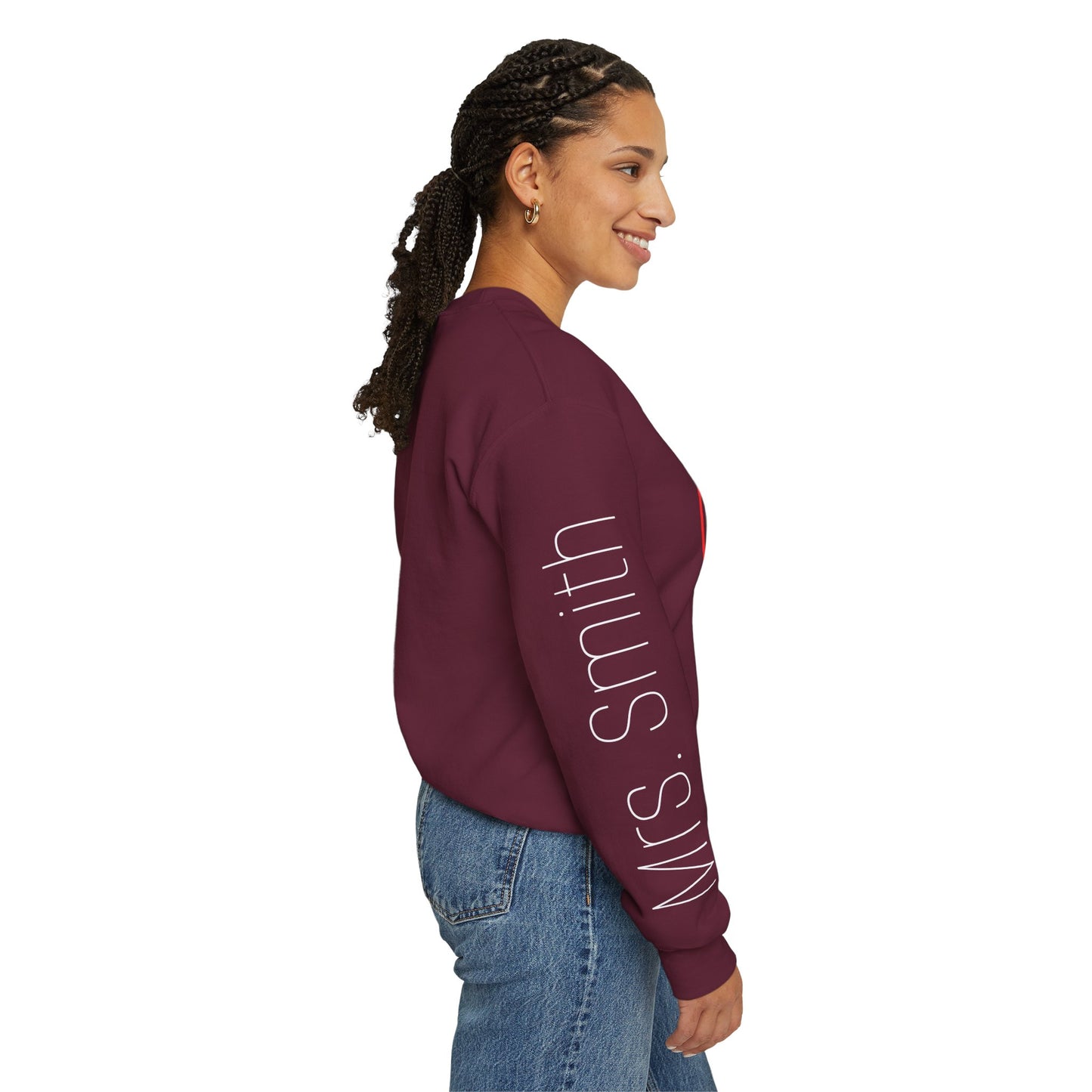 Rainbow Teacher Crewneck with Sleeve Personalization