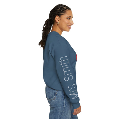 Rainbow Teacher Crewneck with Sleeve Personalization