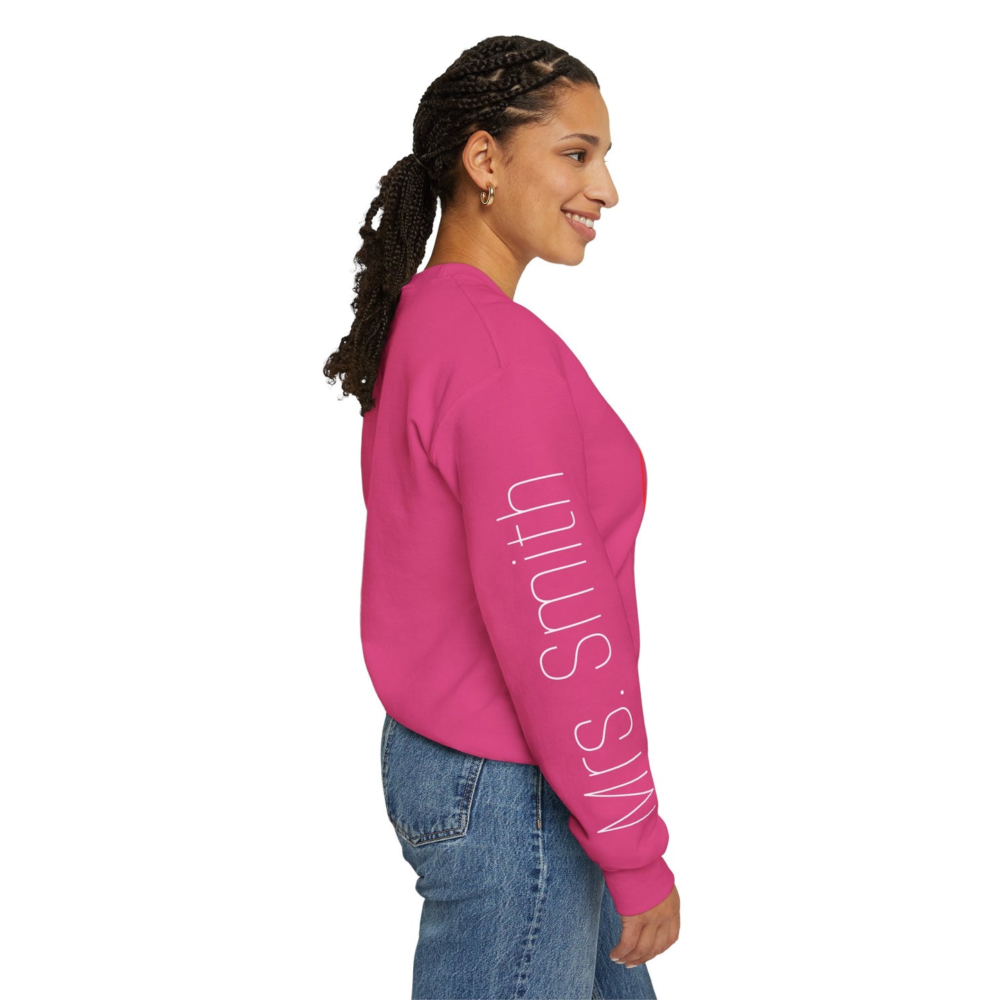Rainbow Teacher Crewneck with Sleeve Personalization