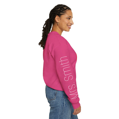 Rainbow Teacher Crewneck with Sleeve Personalization