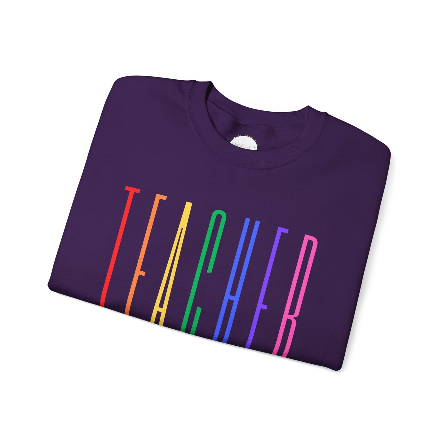 Rainbow Teacher Crewneck with Sleeve Personalization