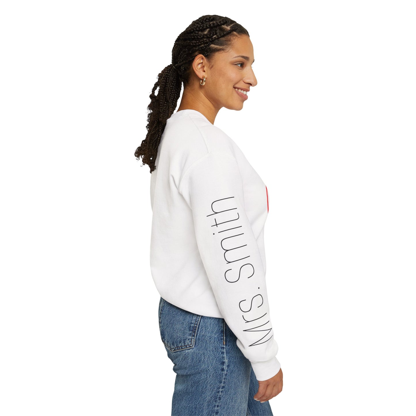 Rainbow Teacher Crewneck with Sleeve Personalization