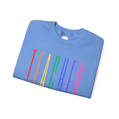 Rainbow Teacher Crewneck with Sleeve Personalization
