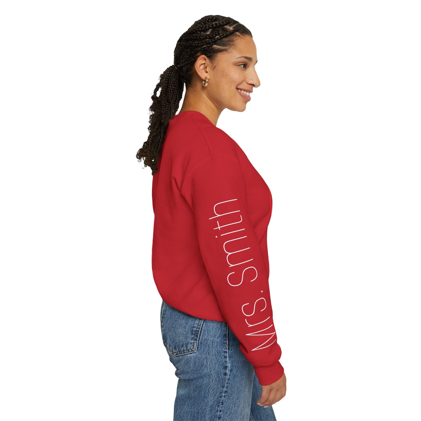 Rainbow Teacher Crewneck with Sleeve Personalization