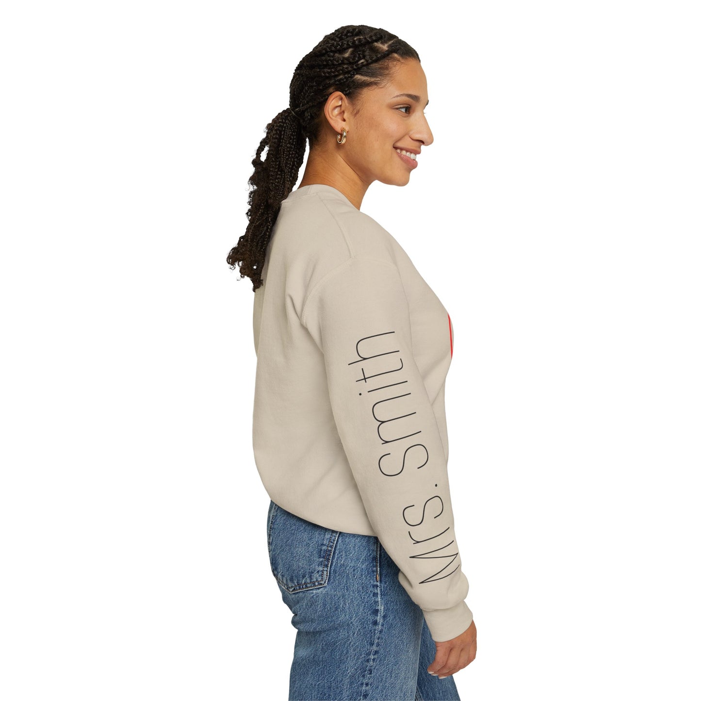 Rainbow Teacher Crewneck with Sleeve Personalization