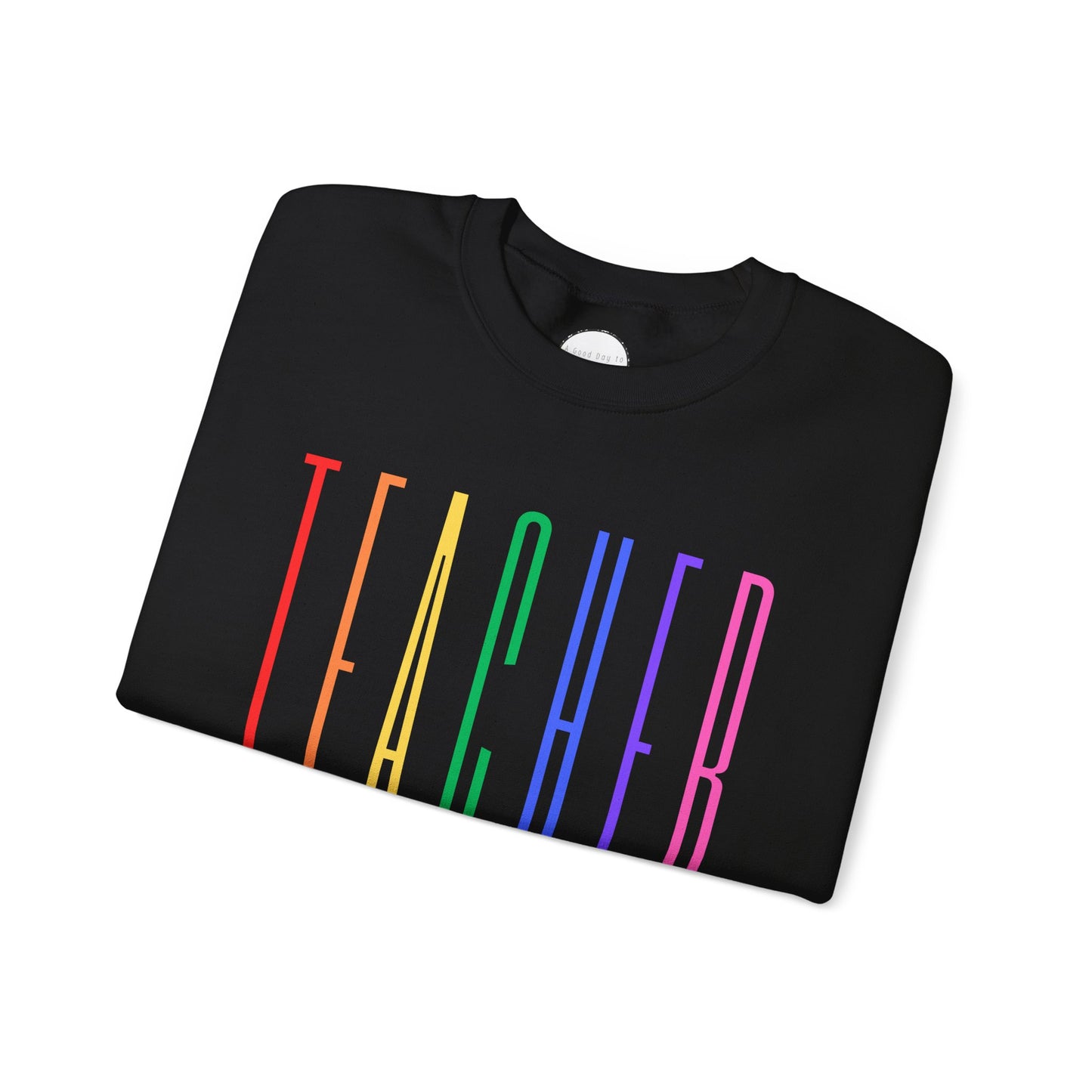 Rainbow Teacher Crewneck with Sleeve Personalization