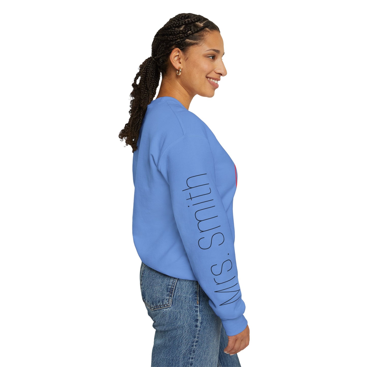 Rainbow Teacher Crewneck with Sleeve Personalization