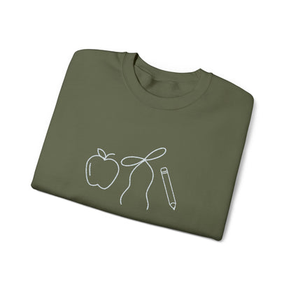 Apple, Bow, Pencil Crewneck
